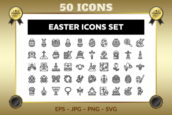 Easter Outline Dots Icons: Graphics & Icons Review