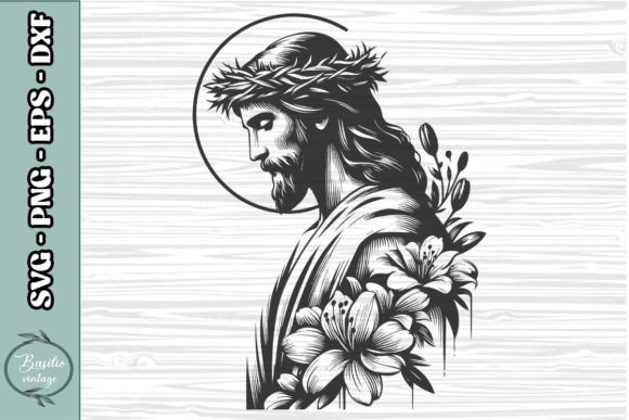 Floral Jesus SVG Clipart 06: Graphics for Crafts