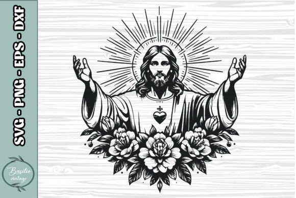 Floral Jesus SVG Clipart 19: Graphics for Crafts