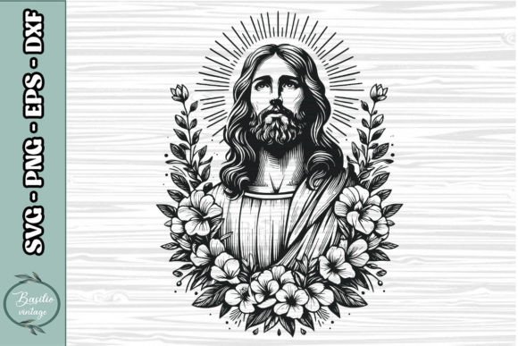 Floral Jesus SVG Graphics for Crafts Branding