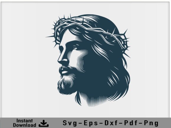 Jesus Christ Face Svg Vector Silhouette for Crafts and Graphics