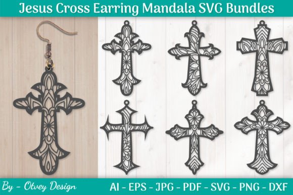 Jesus Cross Earring Mandala for Laser Cutting