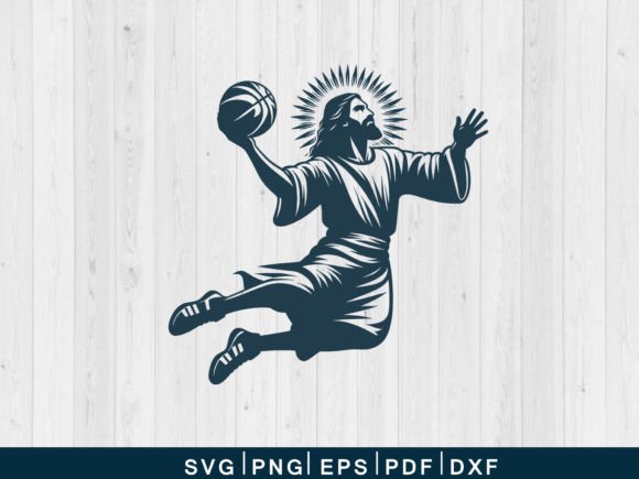 Jesus Playing Basketball SVG for Crafts & Graphics