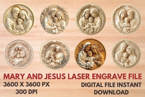 Mary and Jesus Laser Engraving Graphics