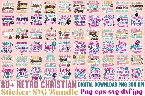 Mega Retro Christian Sticker SVG Bundle: Crafts & Graphics