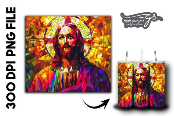Stained Glass Jesus Tumbler Wrap 38: Graphics & Backgrounds